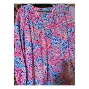 LILLY PULITZER SILK ELSA BLOUSE SIZE MEDIUM